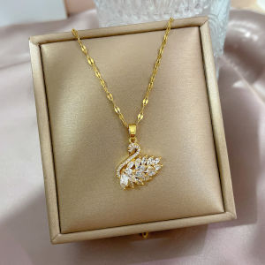 【Hot Sale+New style】NOMET Frigid wind swan tide collarbone chain female necklace Korean version of the simple student personality full drill neck pendant