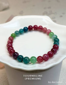 DA CRYSTAL Premium Grade Watermelon Tourmaline Bracelet 6.5mm++ wrist size 15.5cm