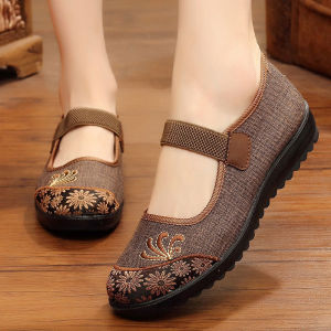 New Style Embroidered Cloth Shoes Soft-Soled Shoes Shoes For The Elderly Middle-Aged And Older WomenS Shoes Spring And Autumn