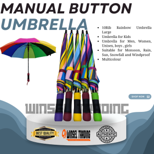 23 inches umbrella with 10 Ribs Compact Windproof Manual Open Rainbow Umbrella suitable for Kids