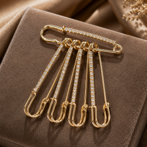 5PCS Rhinestone Safety Pin Brooch Set Clothing Fixing Pin Scarf Shawl Accessory