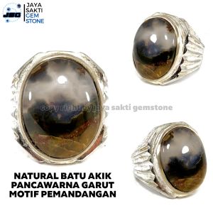 Natural Batu Akik Pancawarna Garut Motif Pemandangan PGO12