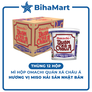 [THÙNG 12 HỘP] - MASAN - Mì hộp Omachi quán xá châu Á hương vị Miso hải sản Nhật Bản Hộp đồ ăn Omachi quán xá châu Á (96g/hộp)