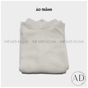Áo dài trắng lụa cao cấp co dãn 4 chiều không lộ nội y 2 tà truyền thống cổ V nhiều size nữ học sinh mặc đi học trẻ trung vải co giãn