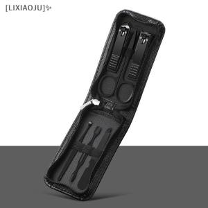 [3-Day express delivery] 6 Pcs Portable Luxury Manicure Sets Pedicure Kits Bright Black Nail Clipper Set Personal Care Tools Eyebrow Scissors