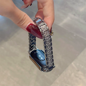 Metal Strap with Case For Xiaomi Mi Band 10 9 8 Wristband Luxury Glitter Full Diamond Stainless Steel Bracelet Replacement Watch Band