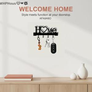 WP💓💛💖  Home Love  Shaped Key Holder With Hooks - No-Drill Wall Mount Metal Organizer For Living Room DecorKey Rack   Key Hanger Wall