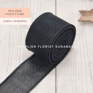 [ 4 CM X 5 YARD] 1 ROLL PITA GONI PITA KADO HAMPERS SOUVENIR HADIAH GIFT ART CRAFT PAPER DIY PITA KAIN GONI NATURAL JUTE RIBBON DEKORASI VINTAGE OBRAS BURLAP KOREA ROLL ANYAMAN BRAIDED RENDA WEDDING DECORATION TABLE VAS VASE