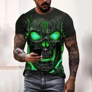 [Local Stock] VCC Funny 3D Skull Print Mens T Shirt Hip Hop Trend Harajuku Streetwear Tees Casual O-neck Short Sleeve Tops Summer Vintage Clothes