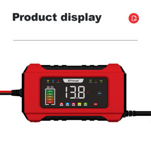 Pengisi daya baterai mobil layar warna LED tampilan digital pengisi daya baterai 12V dengan mode memori tombol sentuh pintar