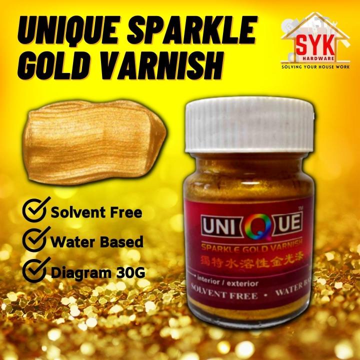 SYK Unique Sparkle Gold Varnish Paint (30g) Home DIY Painting Gloss Paint For Metal Wall Cat Warna Emas Gold 金色漆