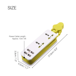Travel Power Strip Extension Socket Portable SG Plug 1.5M Extension Cord Surge Protector With 4 USB Smart Desktop Socket