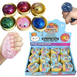 BLACKON With Steamer Dumpling Squishy Toys Glitter Colorful Sensory Fidget Ball Creative Pinch Squishy Dumpling Kids Adults