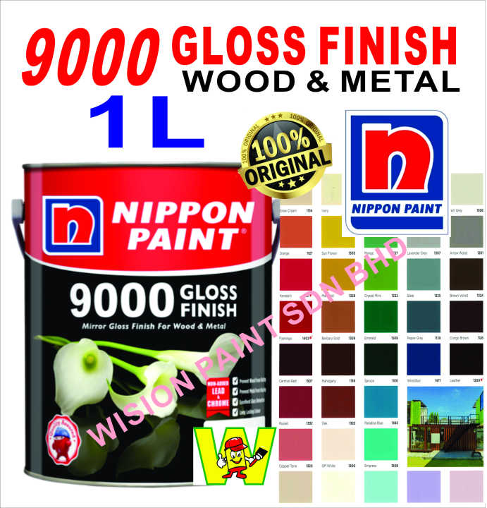 🔥ready Stock🔥 1l Nippon Paint 9000 Gloss Finish Oil Based Wood Metal Paint Interior Exterior Cat