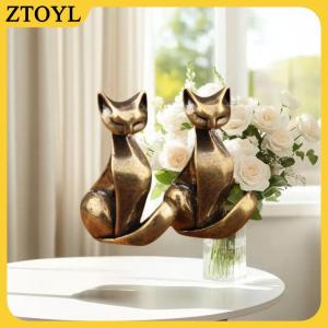 ZTOYL Đồng thau mèo bức tượng cổ điển đồng thau điêu khắc máy tính để bàn thủ công trang trí nhỏ nhà văn phòng mèo bức tượng trang trí nội thất