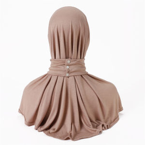 Jifang Women Plain Elastic Modal Cotton Inners Head Neck and Shoulder Cover Bandage Press Button Muslim Inner Cap WJ993