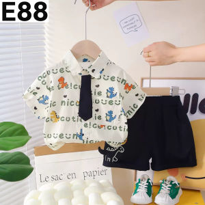 Terno for Kids Boy Cute Polo Dino w/ tie included 1-5yrs old E88