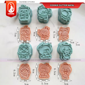 Cetakan Kue Kering Cookie Cutter Natal Christmas Fondant Plunger Roti Tawar Santa Astronot Bear Lucu