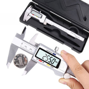【3 Years Warranty + High Quality Stainless Steel】150mm Vernier Calipers Measuring Tool Digital HD OLED Display Stainless Steel Caliper 6 inch/150mm Measuring Instrument+1 plastic case