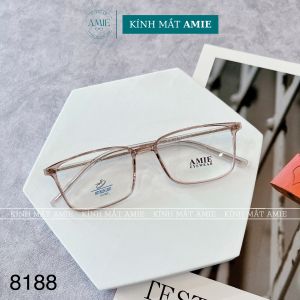 Kính gọng vuông nam nữ AMIE Eyewear gọng kính cận nhựa lõi kim loại giảm đau tai thiết kế thời trang cao cấp nam nữ 8188