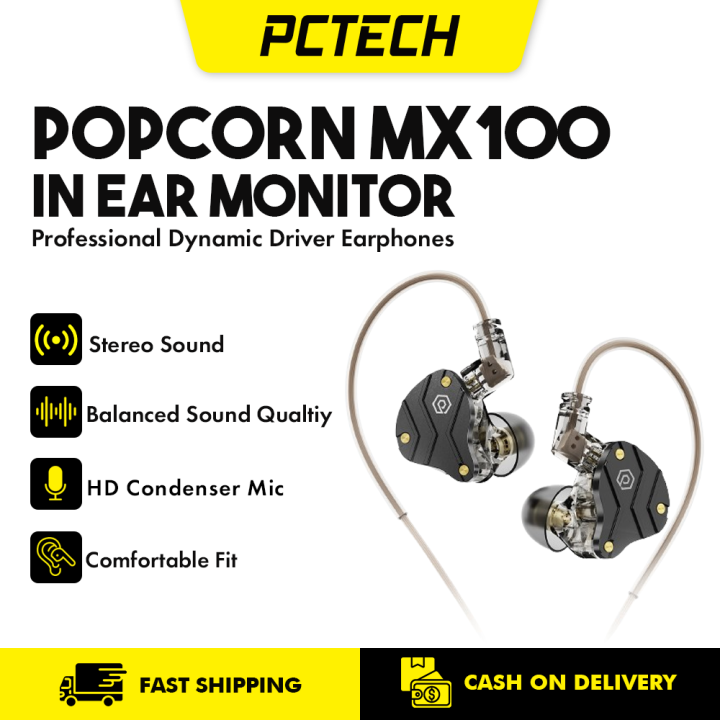 POPCORN MX100 Dynamic Earphones HIFI Bass Earbuds