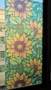 [MS]PVC สีวินเทจ Mandala ดอกไม้สติกเกอร์กระจกไฟฟ้าสถิตไม่มีฟิล์มติดหน้าต่าง   ตะแกรงหน้าต่างกระจกด้านที่ถอดออกได้