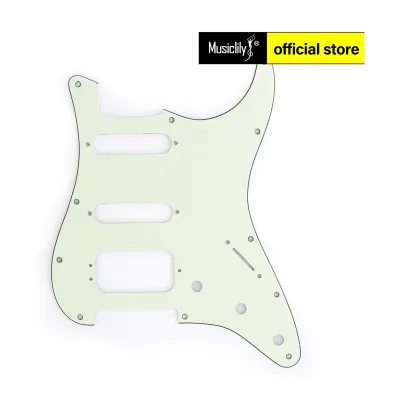 【Easy Grove】 Musiclily Pro 11-Hole Corner HSS Guitar Strat Pickguard for USA / Mexican Stratocaster 3-screw Humbucking Mounting Open Pickup