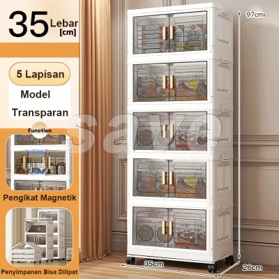 Save mall Lemari Penyimpanan Plastik Lipat 35 -80cm Organizer Multifungsi Untuk Kos Apartemen Perlengkapan Bayi Ringkas Hemat Ruang