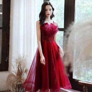 Long Evening Dress Tube Top Red Toast 2021 New Bride Wedding Banquet Party Host Noble Temperament Can Usually Wear Medium And Long Design
