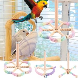 SDFSF Detachable Rotary Tabletop Bird Perch Comfortable Grip Solid Wood Wood Bird Training Stand Portable Easy Assemble Parrot Play Rack Parrots