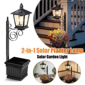 MING1996 Waterproof Solar Planter Lamp 2 In 1 Warm White Outdoor Planter Lamp Decorative Light Auto On Off Sensor Solar Landscape Decor Light Garden
