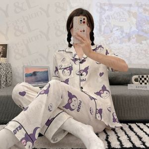 Y&L FASHION #C010 Cotton Thin Breathable Printed Short Sleeve Pajama Set Suitable For Spring And Summer Wear