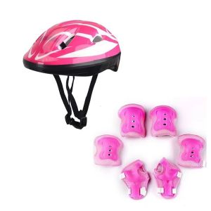 7pcs/set Protective Gear with Adjustable Helmets for Bike Bicycle Roller Skates Kids Adjustable Round MTB Bike Helmet Sports Accessory with Knee Elbow Wrist Guard Cycling Helmet