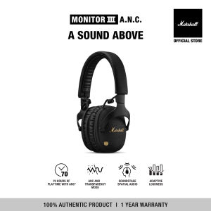 [OFFICIAL] Marshall Monitor III A.N.C. Black -  1 year warranty + Free shipping (Wireless Noise Cancelling Over-the-Ear Headphone Wireless Headphone)