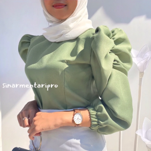 ZIVHA FASHION-BAJU ATASAN PUFFY SHOULDER TOP POLOS KOREAN BLOUSE WANITA REMAJA TERBARU TERMURAH