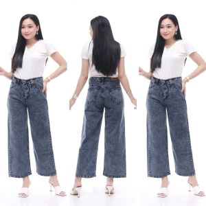 KULOT JEANS CELANA WANITA CELANA KULOT CELANA HW PREMIUM JEANS KULOT JINS WARNA HITAM HIGHWAIST HW SNOW HITAM KULOT