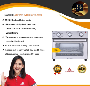 Airfryer Oven 6in1 23L. Hanabishi Airfryer Oven HAFEO-23SS