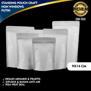 [9X14 CM] 10 PCS Standing Pouch Craft Non Windows Putih | Kemasan Kopi | Kemasan Paper Ziplock