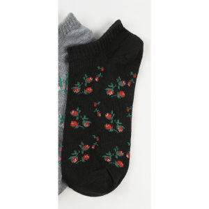 EFKS93 Kaos Kaki Pendek Wanita Kaos Kaki Motif Bunga Kaos Kaki Fashion