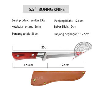 RAMO Pisau Dapur - Pegangan Merah & Pegangan Ergonomis Aman