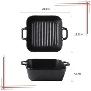 JCeramics Creative Ceramic Baking Tray Nordic Creative Stone Black Plate Home Ramen Salad Bowl