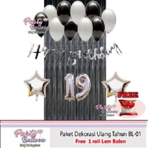 Paket SET Dekorasi Ulang Tahun Dewasa Anak Murah Lengkap Hiasan Balon Perlengkapan Ultah Happy Birthday TEMA HITAM
