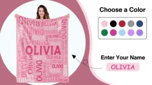 Husguciy Custom Blanket with Name Personalized Black Fleece Throw Blanket with Name for Men Women Boys Girls Kids Baby Customized Name Blanket Gifts for Halloween Birthday Christmas Valentines Day