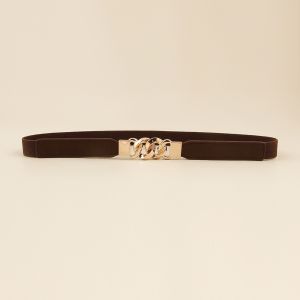 Summer Fine Leather Womens Belt Slim Fit Decorative Shirt with Dress Multi-ring Buckle High Elastic Elastic Belt