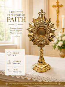 6"H Brass Reliquary Catholic Religious Vessel for Sacred Relics Saint Church Altar Chapel Devotional Display