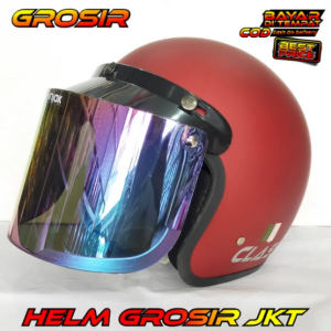HELM BOGO POLOS LIS CRHOME KUALITAS PREMIUM UNTUK PRIA DAN WANITA COD