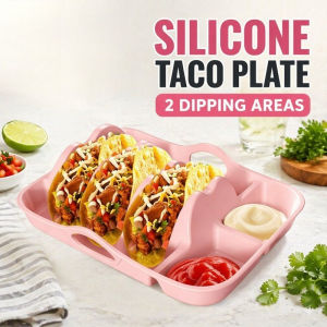 Silicone Taco Holder Tray With Dip Compartments Food Grade Plate Stand For Mexican Pancake Roll