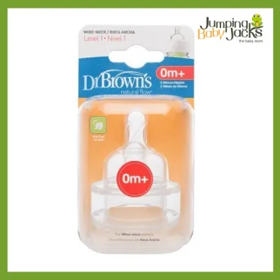 Dr Browns Natural Flow Wide Neck Teats (Level 1) Twin Pack