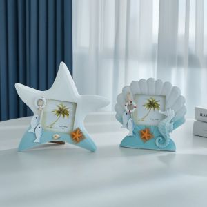 REGISTR Wooden Ocean-Themed Photo Frame 3-inch Vintage Mediterranean Photo Frame Ornaments Unique-shaped Photo Collection Frame Room
