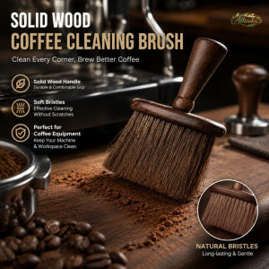 Allieuka Coffee Cleaning Brush Coffee Powder Cleaning Brush Wooden Walnut Handle Coffee Brush Barista Tool